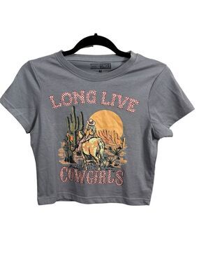 Thirty Single Long Live Cowgirls Graphic Crop Tee Medium NWOT